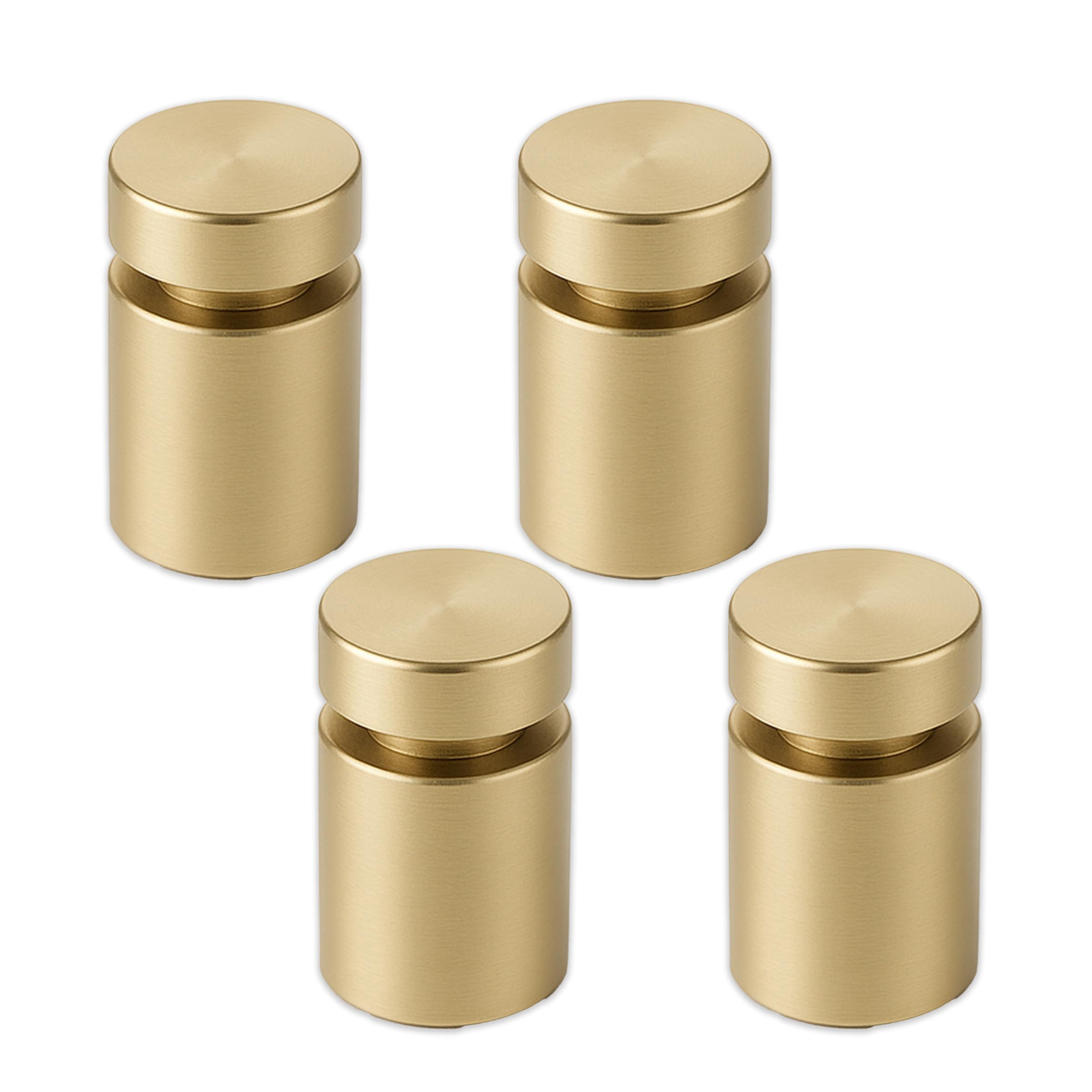 Metro Single Panel Standoffs – Set of 4 with Anchors & Instructions | Elegant Sign & Display Mounts for Interior Architectural Design | Gold, Diameter .98" x Length 1.97"
