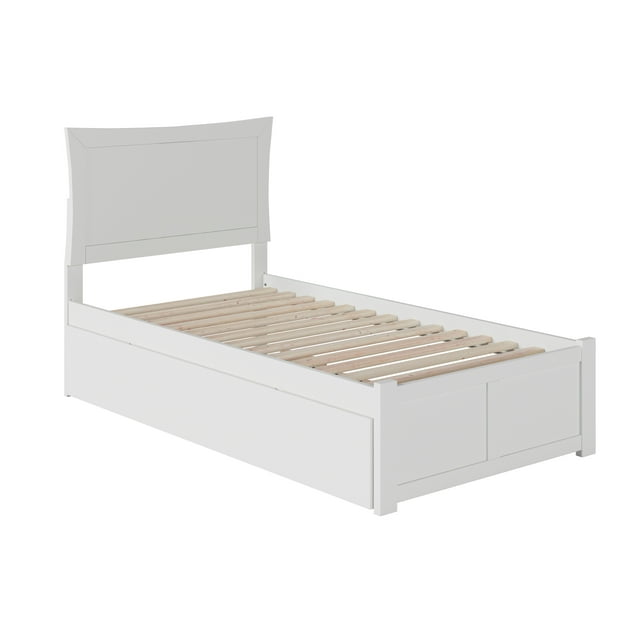 Metro Twin Extra Long Bed with Footboard and Twin Extra Long Trundle in White