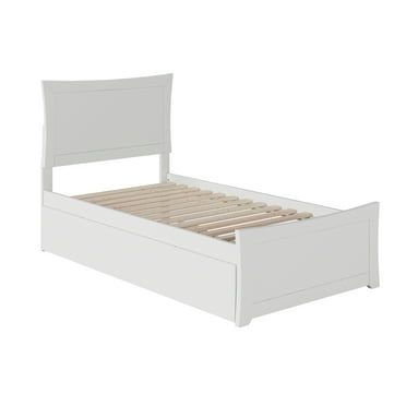 Metro Twin Extra Long Bed with Matching Footboard and Twin Extra Long Trundle in White