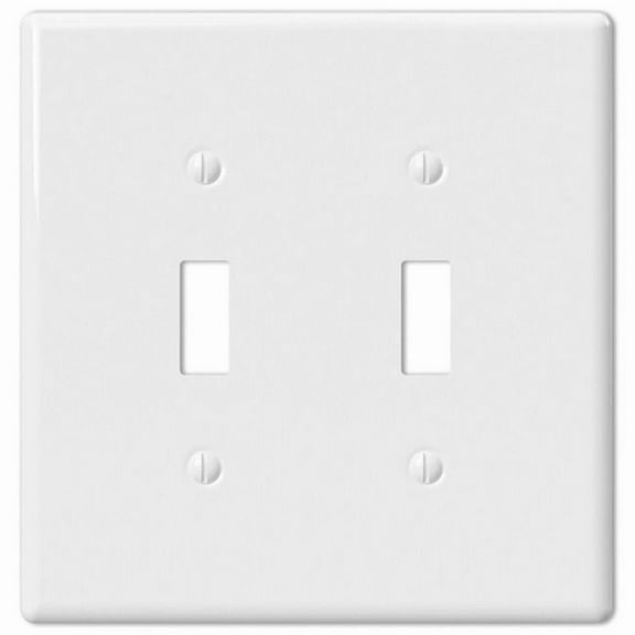 Metro White 2 Gang Ceramic Toggle Wall Plate