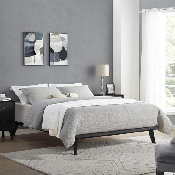 Metro Wood Platform Bed Black, Full Size