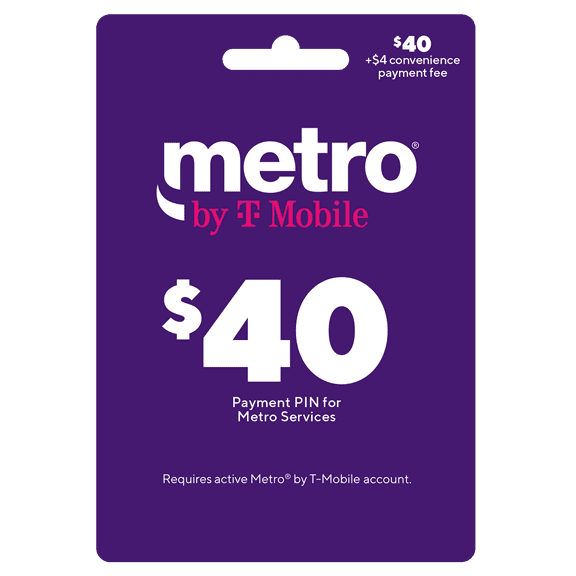 Metro by T-Mobile $40 Payment PIN w/ $4 Convenience Fee Direct Top Up