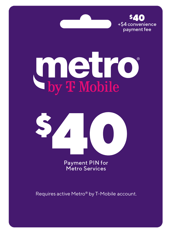 Metro by T-Mobile $40 Payment PIN w/ $4 Convenience Fee Direct Top Up