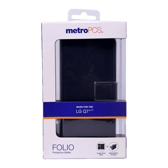 MetroPCS Folio Protective Wallet Case for LG Q7 Plus - Black