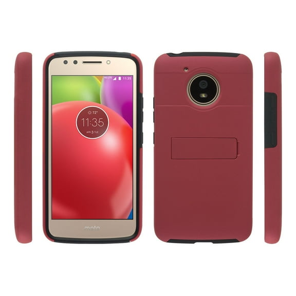 MetroPCS KICK+ Two-Piece Kickstand Shield Phone case for Motorola Moto e4 - Red/Grey
