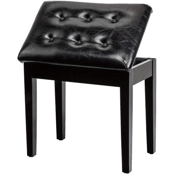 MetroTek Double Piano  with Storage - Thick Cushion, Faux Leather Upholstery - Lift-Top Stool for Keyboard/Piano (Black/Brown, Non-Slip Base)