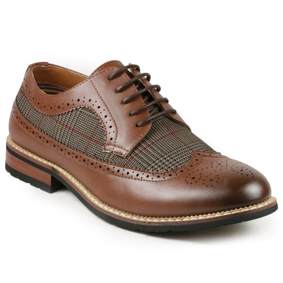 Metrocharm MC316 Men's Tweed Perforated Wing Tip Lace Up Dress Oxford Shoe