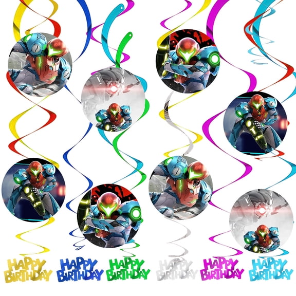 Metroid Dread Party Decorations Hanging Swirl Sign Whirls Birthday Streamer Ceiling Decor Supplies 14 pcs