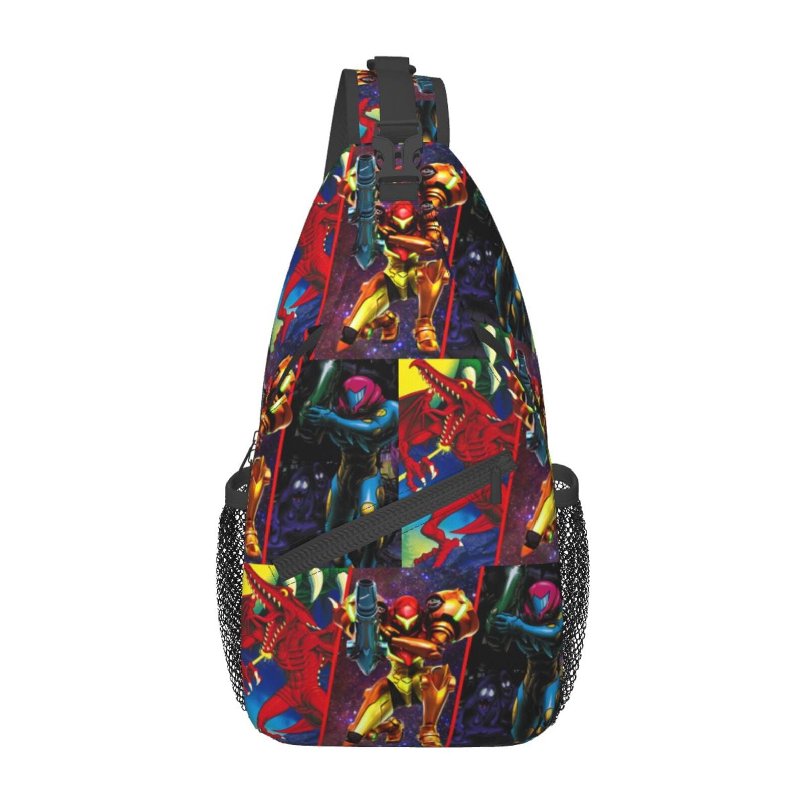 Metroid Samus Aran Cute Sling Backpack Crossbody Chest Bag Daypack for