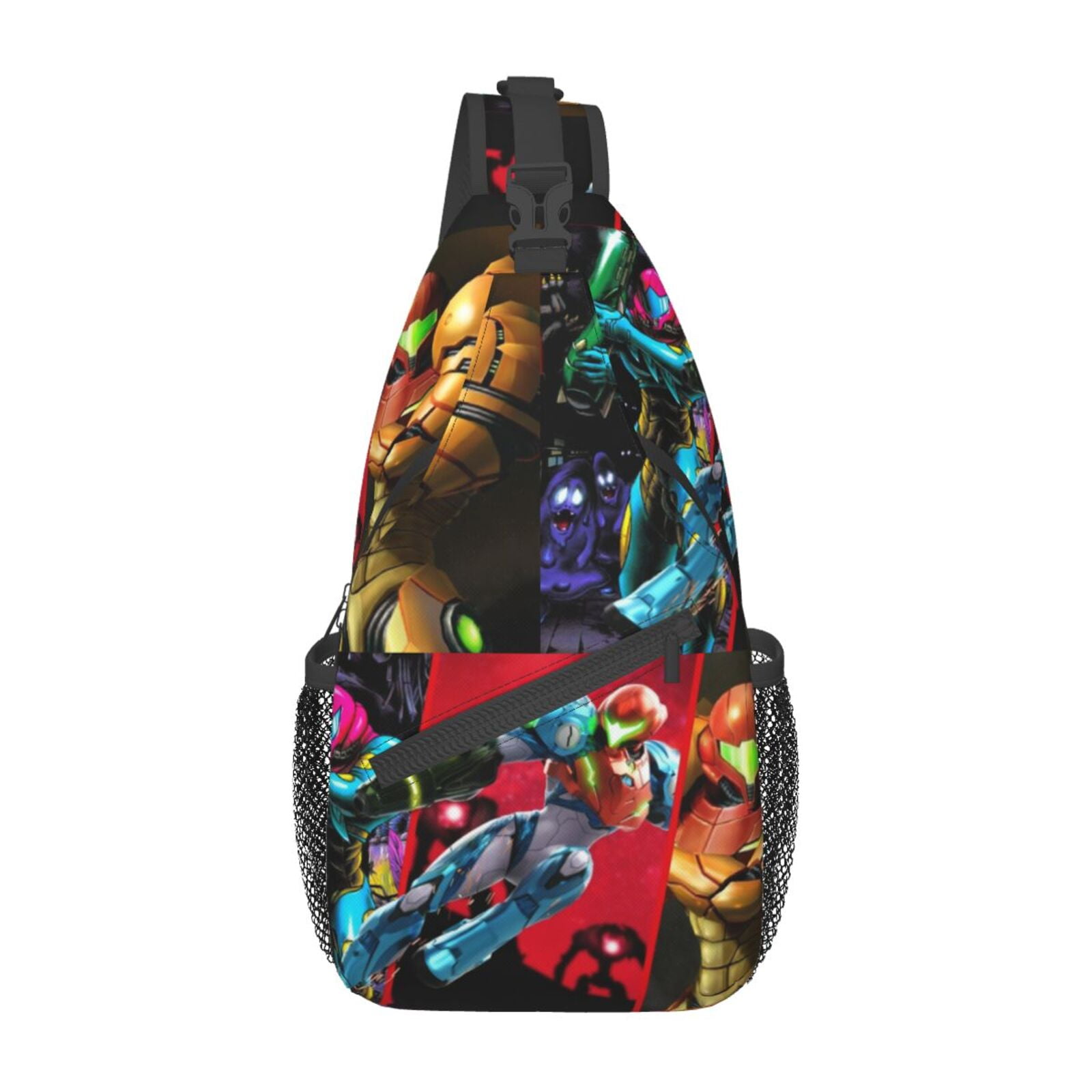 Metroid Samus Aran Cute Sling Backpack Crossbody Chest Bag Daypack for