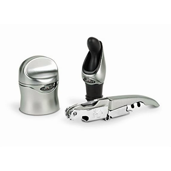 Metrokane Rabbit 3-Piece Zippity Wine Tool Kit, Silver