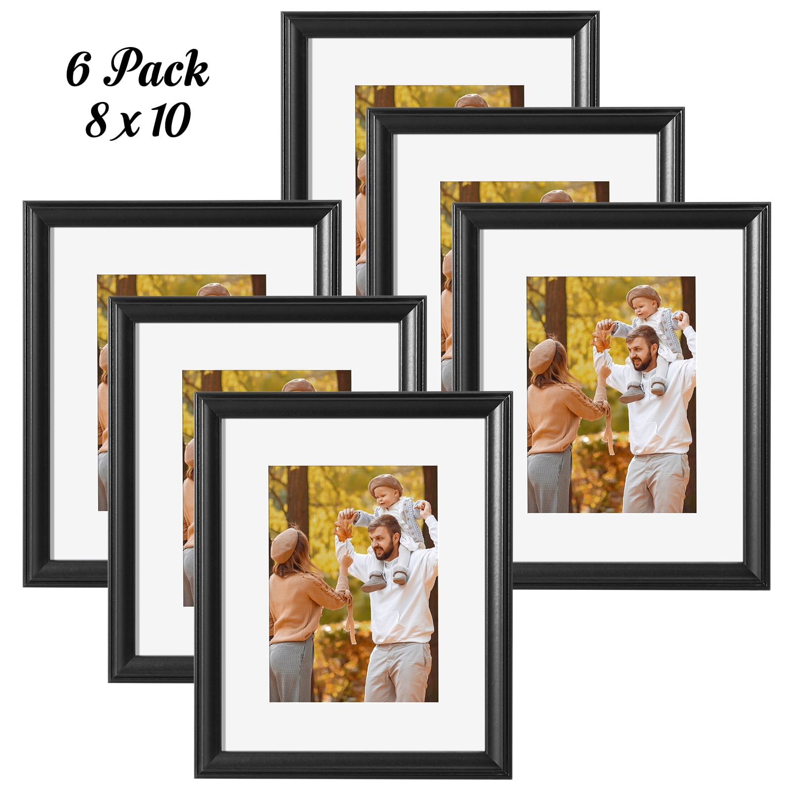 Lavish Home Picture Frame Set, Document Frame Pack for Picture Gallery Wall  with Hangers, Set of 6