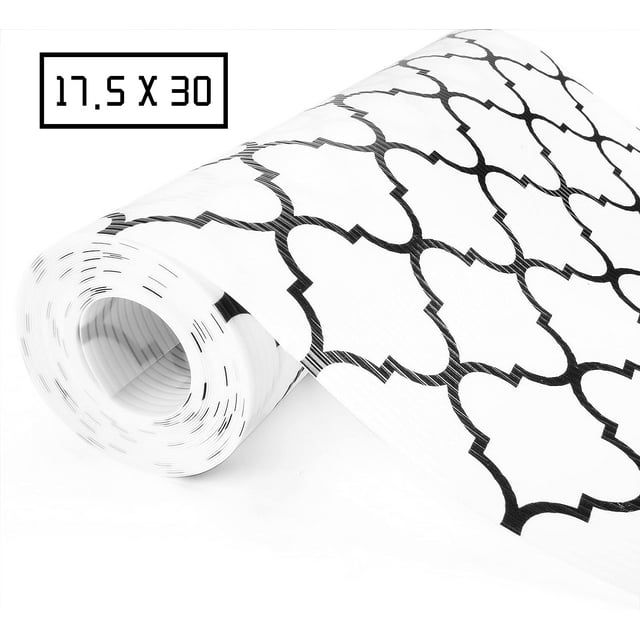 Metronic Shelf Liner for Kitchen, 17.5" x 30ft, Non Slip Liners, Quatrefoil White