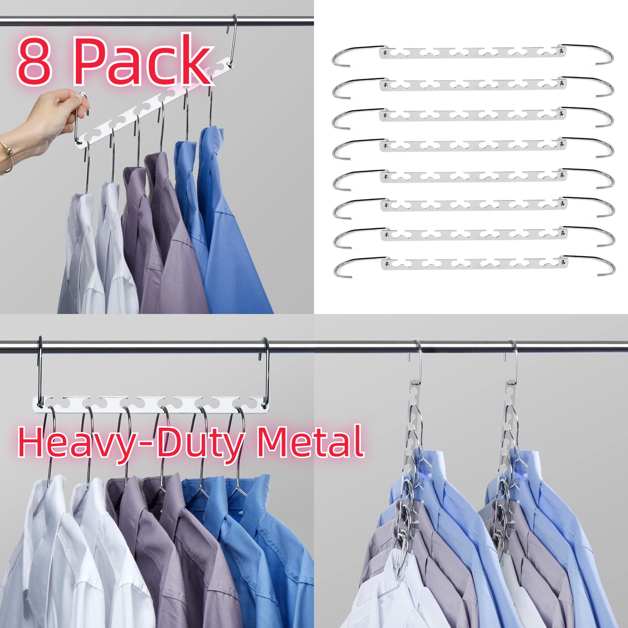 Metronic Metal Hanger Organizer, Heavy-Duty Hangers, Space Saving Hangers, 20 Pack, Stainless Steel