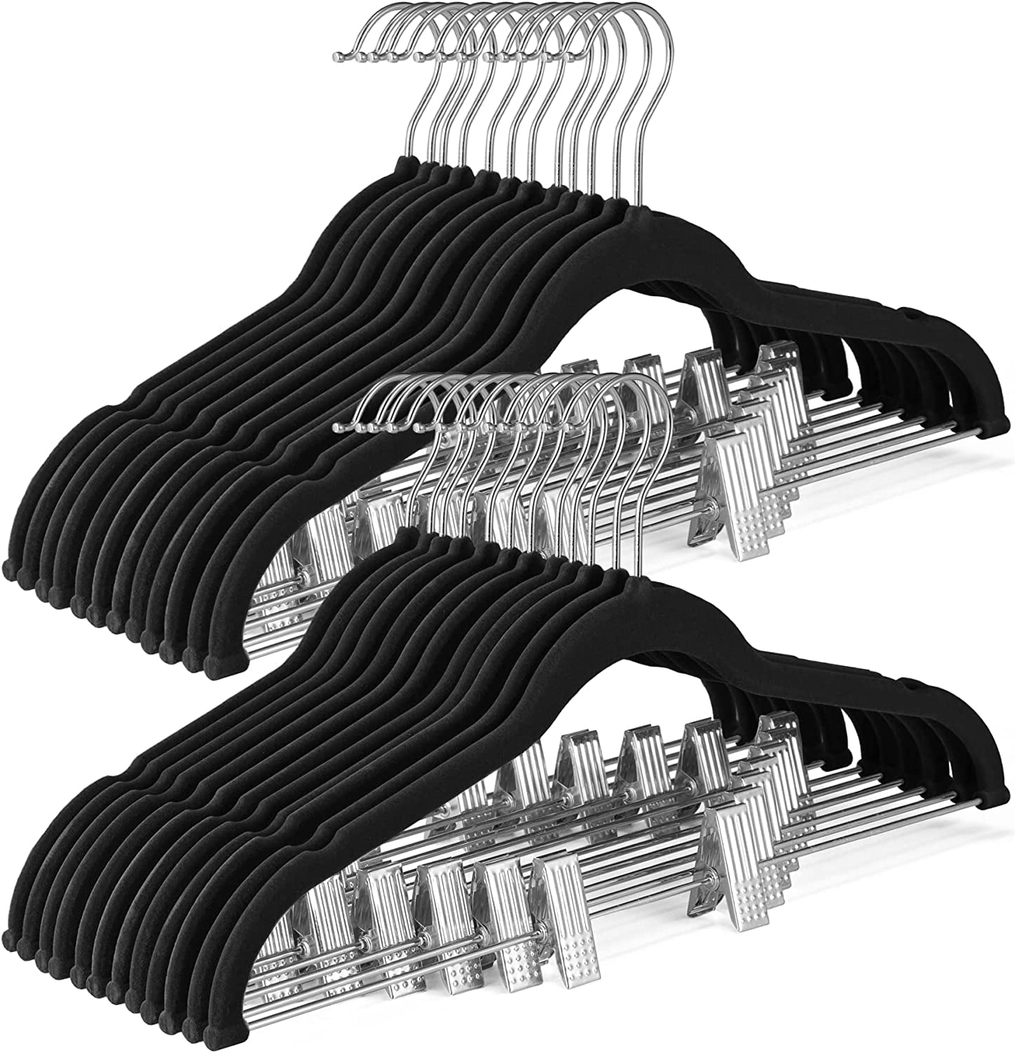 10-pack Velvet Hanger Ultra-Thin Black Hangers with Clips Non-slip for  Skirts and Pants Hangers- Homeitusa