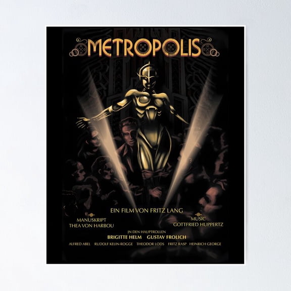 Metropolis Fritz Lang Retro Futuristic Cyberpunk Dystopian German Cinema Wall Decor, Unframed Poster