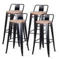 thumbnail image 1 of Metropolis Low Back Metal Bar Stool With Wood Seat (Set of 4), Multiple Colors, 1 of 5
