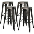 Metropolis Metal Backless Bar, Set of 4 Bar & Counter Stools, Gunmetal