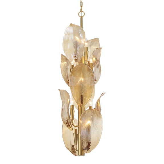 Metropolitan N2216 Orchid 10 Light 13" Wide Multi Light Pendant - Legacy Brass / Amber