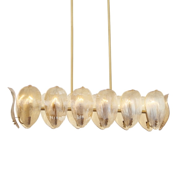 Metropolitan N2217-A-732 Orchid 14 Light 48" Wide Linear Chandelier - Legacy Brass / Amber