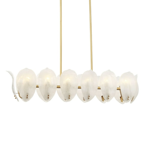 Metropolitan N2217 Orchid 14 Light 48" Wide Linear Chandelier - Legacy Brass / White