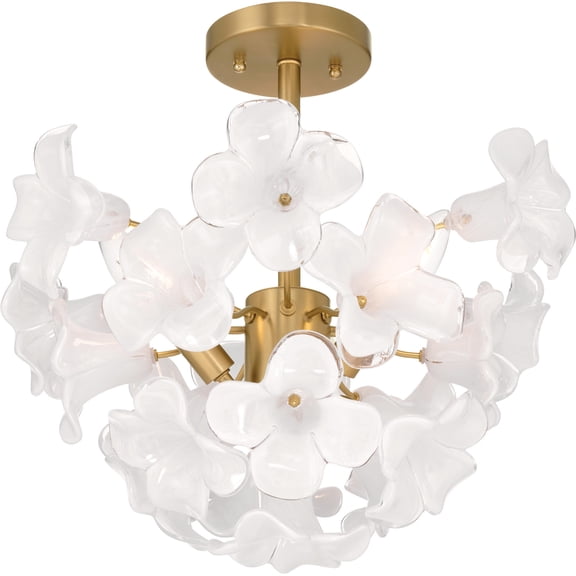 Metropolitan N2224-732 Bloome 3 Light 17" Wide Semi-Flush Ceiling Fixture - Brass