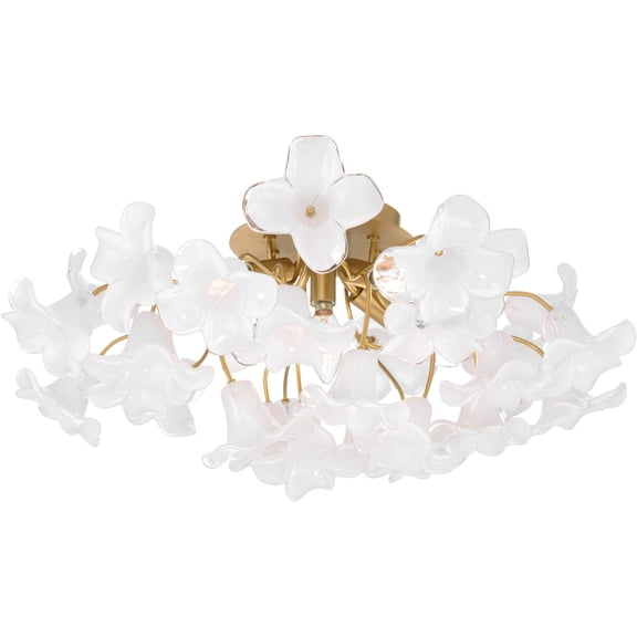 Metropolitan N2225-732 Bloome 5 Light 25" Wide Semi-Flush Ceiling Fixture - Brass