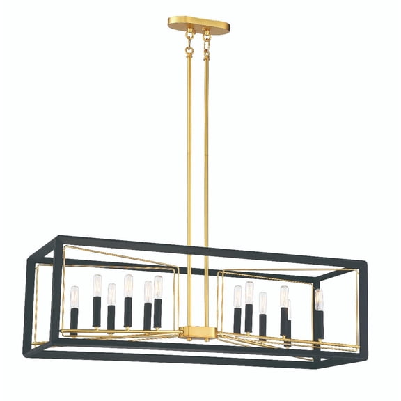 Metropolitan Sable Point 12-Light Pendant Light in Sand Black with Honey Gold Accents