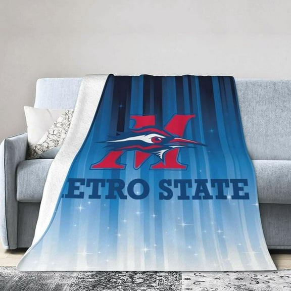 Metropolitan State University of Denver Logo Fleece Blanket, Very Soft Microfiber Flannel Blanket for Couch Warm and Cozy for All Seasons