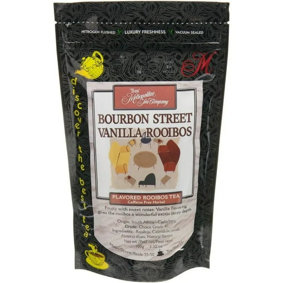 Metropolitan Tea Discovery Loose Tea Pack Bourbon Street Vanilla Flavored Rooibos 100gm Makes 30 - 45 Cups