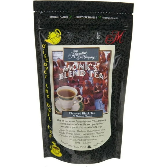 Metropolitan Tea Discovery Loose Tea Pack, Monk's Blend Flavored Black, 100gm