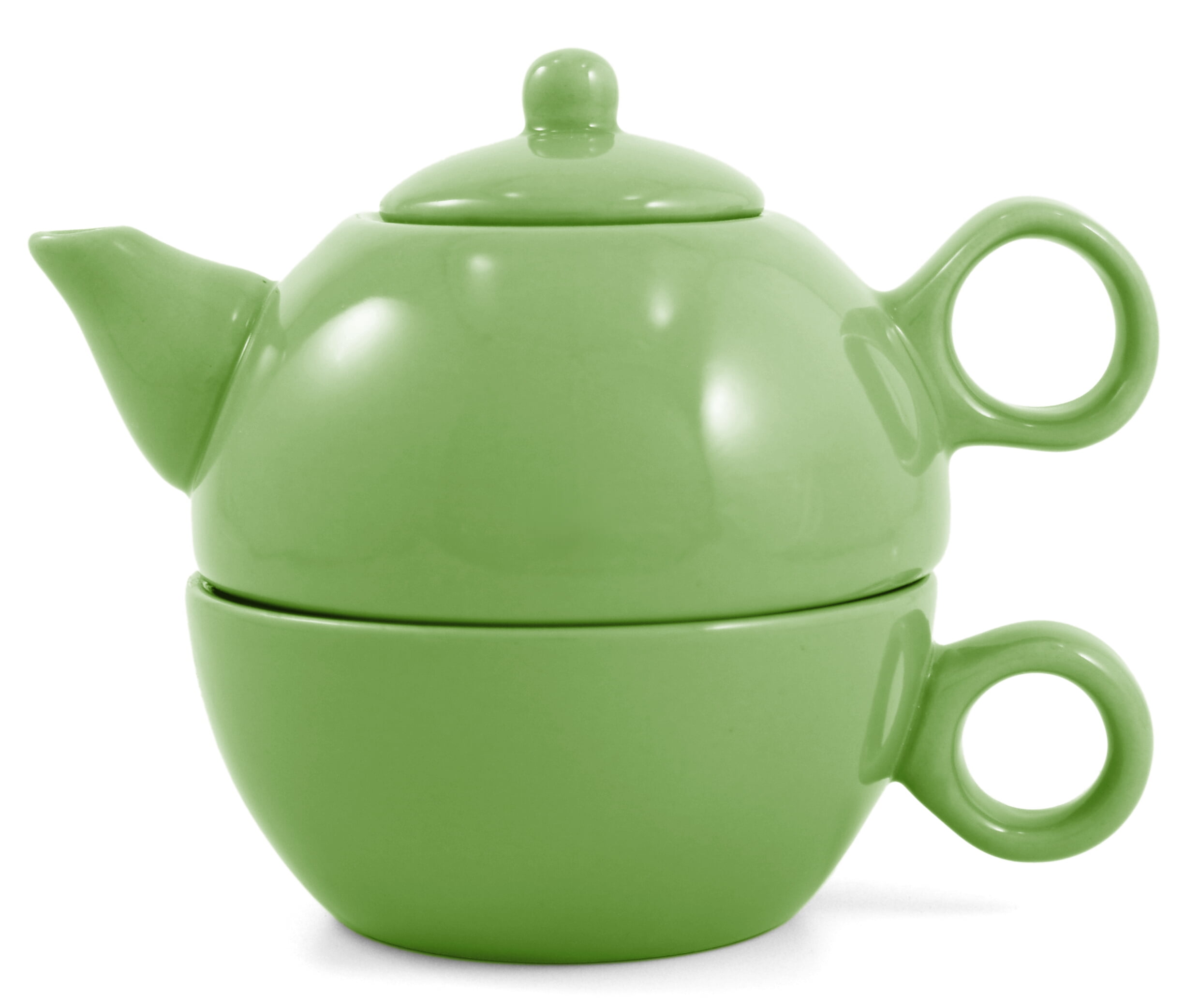 Lime Green Ceramic Teapot and Cup Set for One