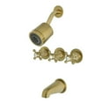 thumbnail image 1 of Metropolitan Three-Handle Tub & Shower Faucet, Brushed Brass, 1 of 1