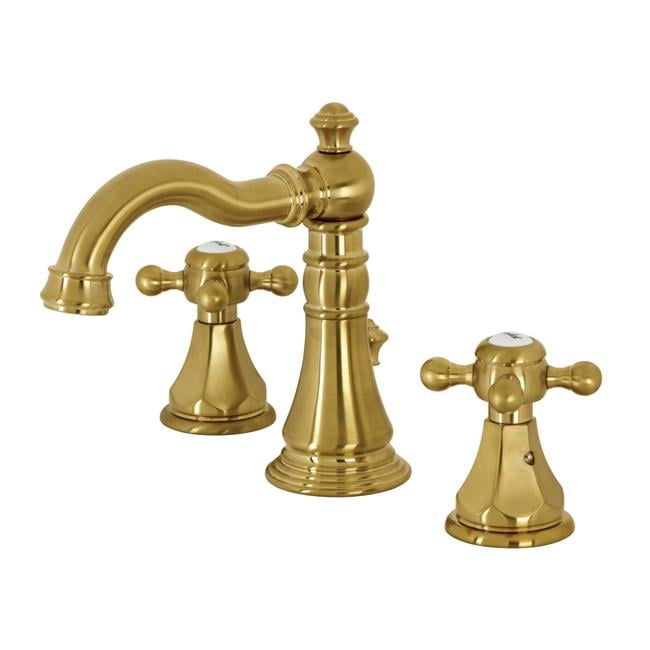 Brushed Brass Widespread Bathroom Faucet with Pop-Up Drain