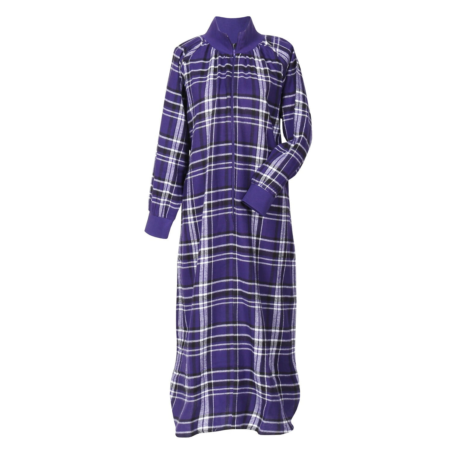Metropolitan Womens Long Sleeve Flannel Nightgown Zippered Housecoats