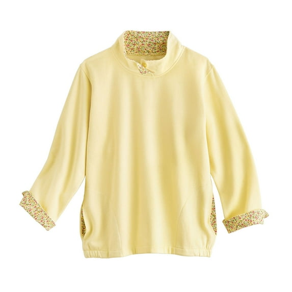 Metropolitan Womens Montauk Yellow Tunic -Floral Print Lined Sweatshirt - 2X
