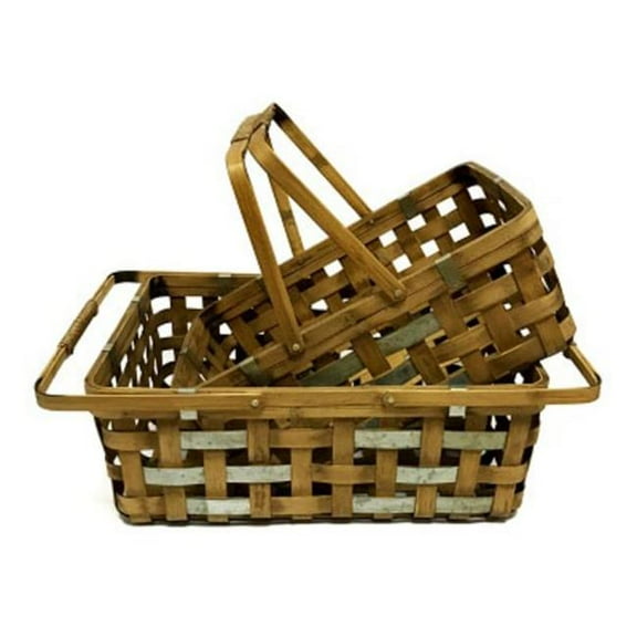 Metrotex Designs 10244 Rectangle Bamboo Drop Handle Basket - Set of 2