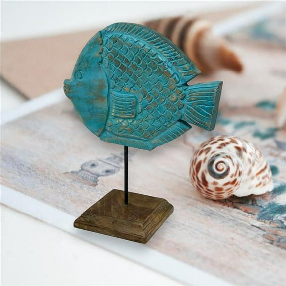 Metrotex Designs 12066 Polly Puffer Fish on Stand - Turquoise Wash
