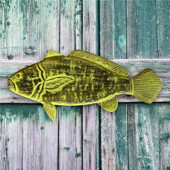 Metrotex Designs 12214 Speckled Trout Wall Hanging Fish Art Decor - Yellow Distressed