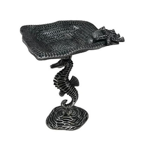 Metrotex Designs 14030 Large Seahorse Pedestal Dish Plate - Aluminum