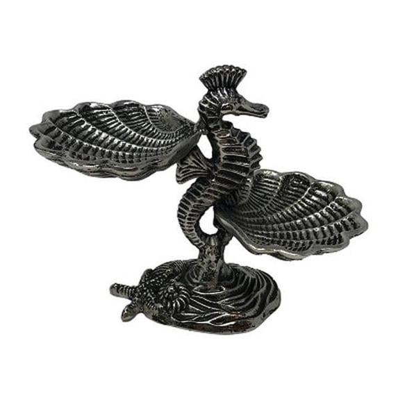 Metrotex Designs 14034 Seahorse with Double Clam Dish Plate - Aluminum