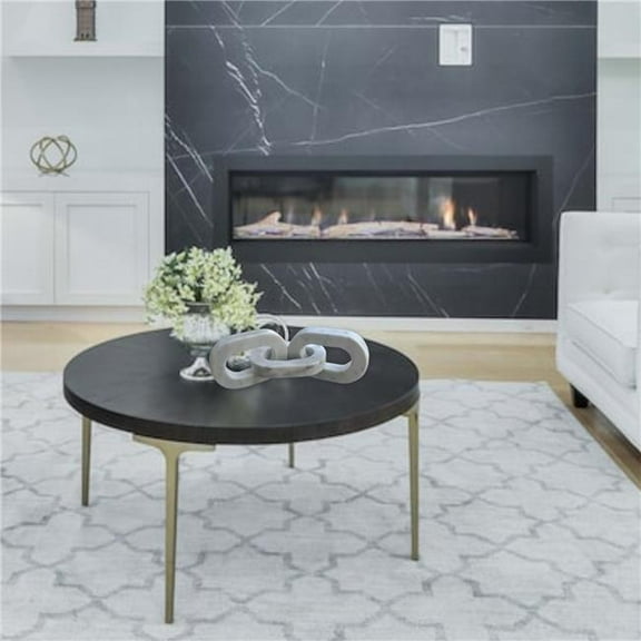Metrotex Designs 16008 Marble 3 Link Cornered Oval Chain Decor - White