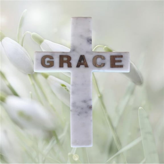 Metrotex Designs 16020 GRACE Inlay Marble Cross - White
