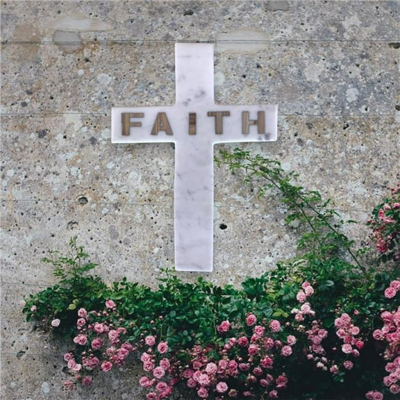Metrotex Designs 16021 FAITH Inlay Marble Cross - White
