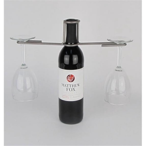 Metrotex Designs 29068 Wine Bottle 2-Stem Contemporary Holder-Pewter Powder Coat Finish