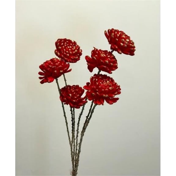 Metrotex Designs 41083 6 Snow Ball Stems Red & Gold Bunch