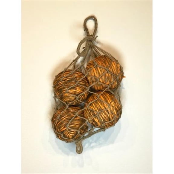 Metrotex Designs 41085 4 in. Tangerine 4 Shola Rope Ball in Jute Bag
