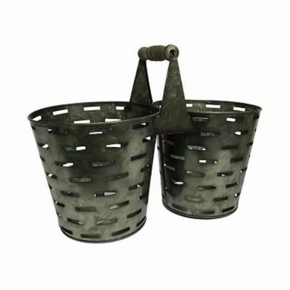 Metrotex Designs 50028 Double Olive Bucket Planter, Graphite