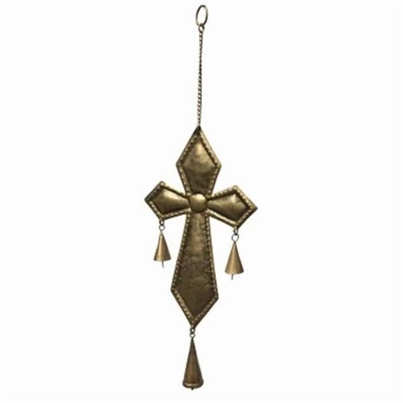 Metrotex Designs 62050 St Joseph Cross Wind Chime, Burnished Gold