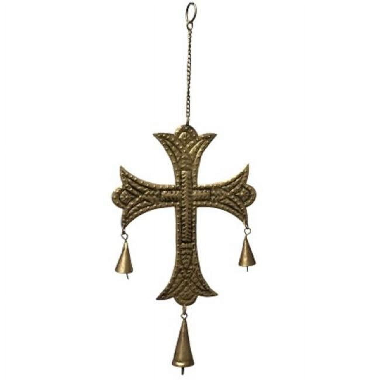 Metrotex Designs 62052 Santa Clara Cross Wind Chime, Burnished Gold